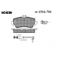 181516-701 ICER Комплект тормозных колодок, дисковый тормоз