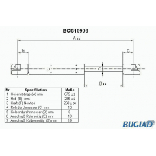 BGS10998 BUGIAD Газовая пружина, капот