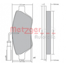 1170615 METZGER Комплект тормозных колодок, дисковый тормоз