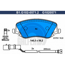 B1.G102-0571.2 GALFER Комплект тормозных колодок, дисковый тормоз