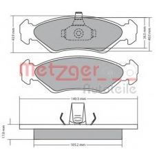 1170182 METZGER Комплект тормозных колодок, дисковый тормоз