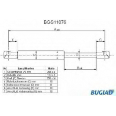 BGS11076 BUGIAD Газовая пружина, капот