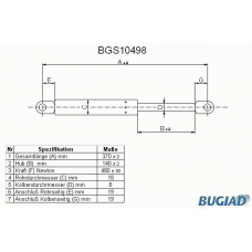 BGS10498 BUGIAD Газовая пружина, крышка багажник