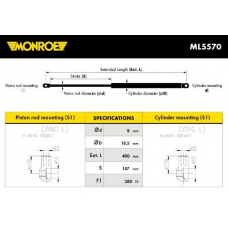 ML5570 MONROE Газовая пружина, капот