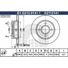 B1.G212-0141.1 GALFER Тормозной диск