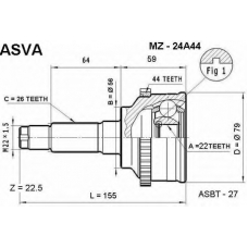 MZ-24A44 ASVA Шарнирный комплект, приводной вал