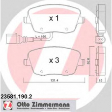 23581.190.2 ZIMMERMANN Комплект тормозных колодок, дисковый тормоз