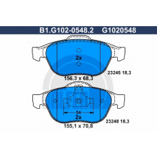 B1.G102-0548.2 GALFER Комплект тормозных колодок, дисковый тормоз