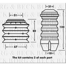 BPK7048 BORG & BECK Пылезащитный комплект, амортизатор