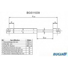 BGS11039 BUGIAD Газовая пружина, крышка багажник