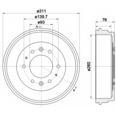 8DT 355 301-841 HELLA Тормозной барабан