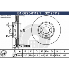 B1.G225-0119.1 GALFER Тормозной диск