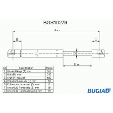 BGS10279 BUGIAD Газовая пружина, крышка багажник