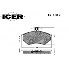 181012 ICER Комплект тормозных колодок, дисковый тормоз