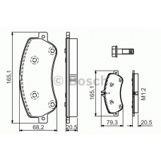 0 986 TB3 193 BOSCH Комплект тормозных колодок, дисковый тормоз