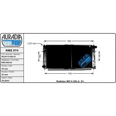 KMZ 074 AURADIA Радиатор охлаждения mx-6 2,5 92-, xedos-6 2,0, 626 ge 2,5, 626 gv 2,2  4wd atm (mazda kl20152000g)