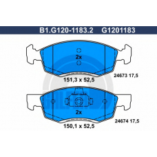 B1.G120-1183.2 GALFER Комплект тормозных колодок, дисковый тормоз