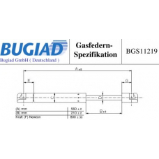 BGS11219 BUGIAD Газовая пружина, крышка багажник