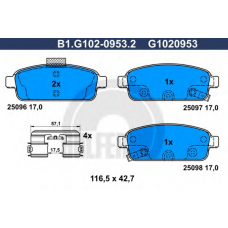 B1.G102-0953.2 GALFER Комплект тормозных колодок, дисковый тормоз