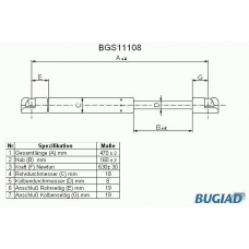 BGS11108 BUGIAD Газовая пружина, крышка багажник