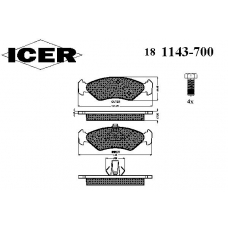 181143-700 ICER Комплект тормозных колодок, дисковый тормоз