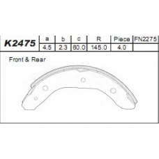 K2475 ASIMCO Комплект тормозных колодок