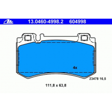 13.0460-4998.2 ATE Комплект тормозных колодок, дисковый тормоз