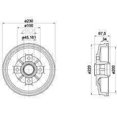 8DT 355 301-941 HELLA PAGID Тормозной барабан