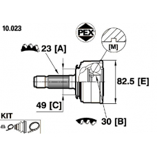 10.023 PEX Шарнир, приводной вал