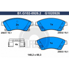 B1.G102-0926.2 GALFER Комплект тормозных колодок, дисковый тормоз