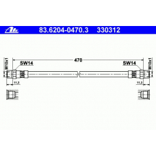 83.6204-0470.3 ATE Тормозной шланг