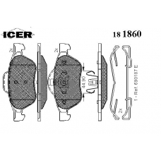 181860 ICER Комплект тормозных колодок, дисковый тормоз