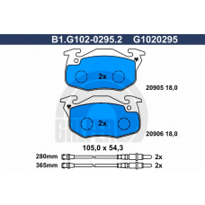 B1.G102-0295.2 GALFER Комплект тормозных колодок, дисковый тормоз