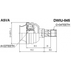 DWIU-845 ASVA Шарнирный комплект, приводной вал