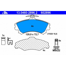 13.0460-2896.2 ATE Комплект тормозных колодок, дисковый тормоз