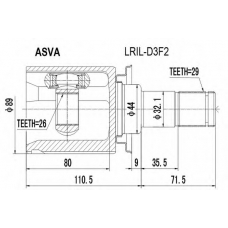 LRIL-D3F2 ASVA Шарнирный комплект, приводной вал