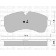 22-0673-0 METELLI Комплект тормозных колодок, дисковый тормоз