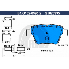 B1.G102-0995.2 GALFER Комплект тормозных колодок, дисковый тормоз
