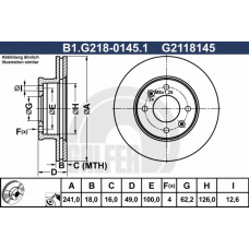 B1.G218-0145.1 GALFER Тормозной диск