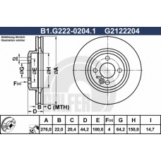 B1.G222-0204.1 GALFER Тормозной диск