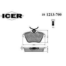 181213-700 ICER Комплект тормозных колодок, дисковый тормоз