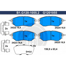 B1.G120-1055.2 GALFER Комплект тормозных колодок, дисковый тормоз