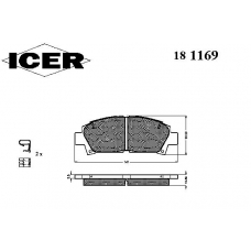 181169 ICER Комплект тормозных колодок, дисковый тормоз
