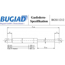 BGS11212 BUGIAD Газовая пружина, капот