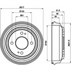 8DT 355 302-051 HELLA Тормозной барабан