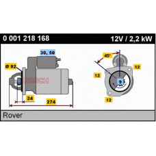 0 001 218 168 BOSCH Стартер 12v, 2.2kw