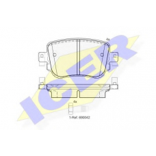 182152 ICER Комплект тормозных колодок, дисковый тормоз