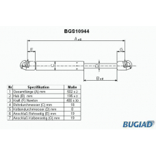 BGS10944 BUGIAD Газовая пружина, крышка багажник