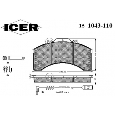 151043-110 ICER Комплект тормозных колодок, дисковый тормоз