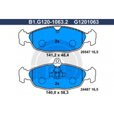 B1.G120-1063.2 GALFER Комплект тормозных колодок, дисковый тормоз